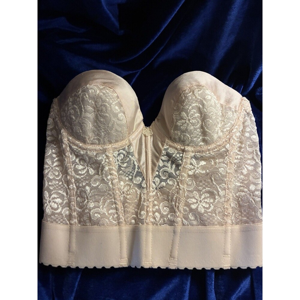 VTG Carnival 80s cream Lace Corset Bustier 36B Fairy Bridal Wedding USA Union